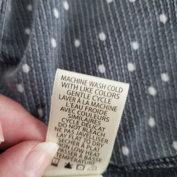 Max Studio Womens Black Polka Dot Blouse Size XL Ruched Long Sleeves Keyhole - Picture 6 of 9